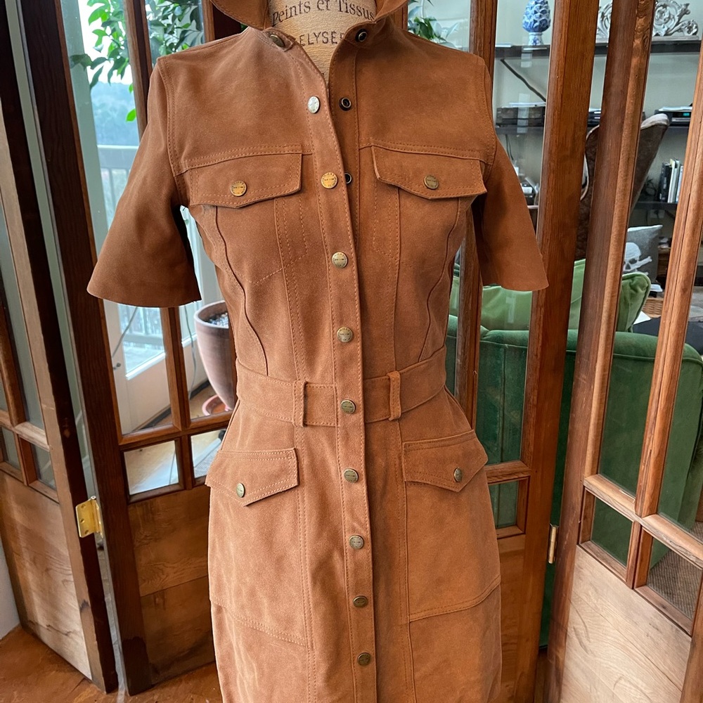 Current Elliott Leather snap front dress. Belt loops to add your choice of belt